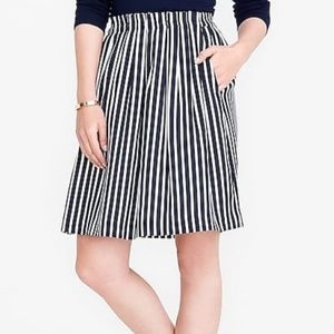 J Crew Navy and white Striped Skirt